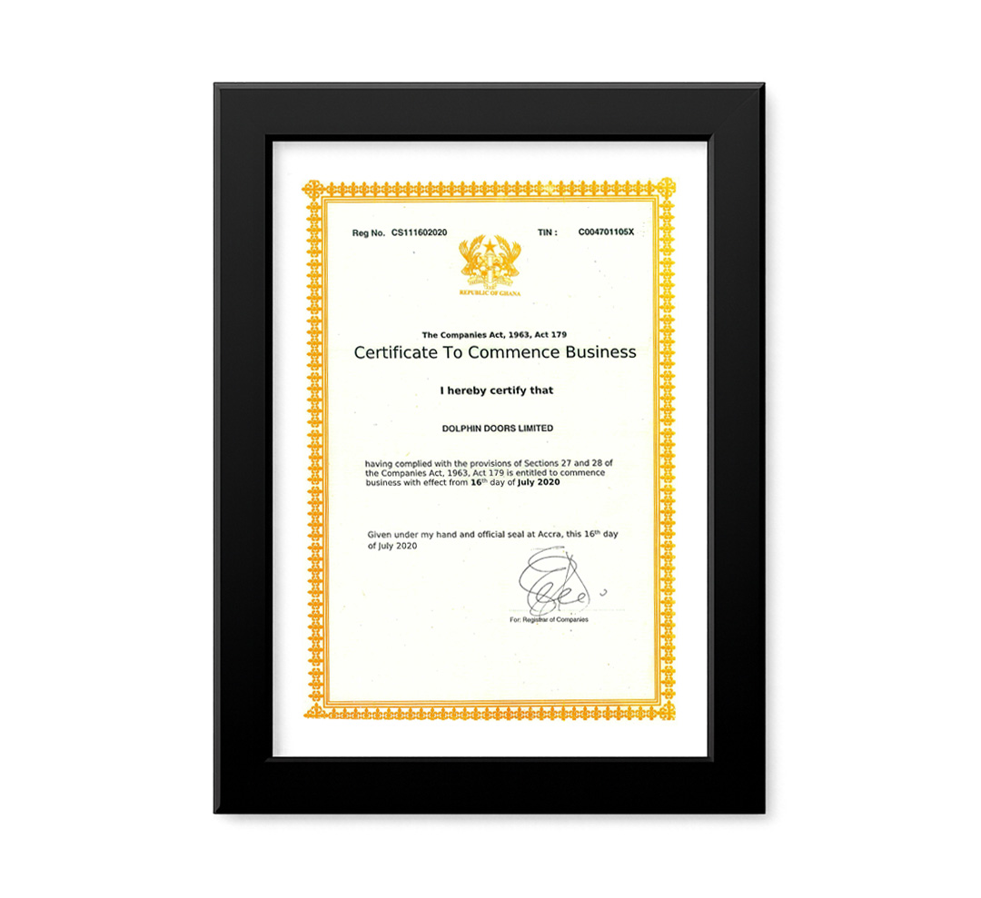 COMMENCEMENT CERTIFICATE